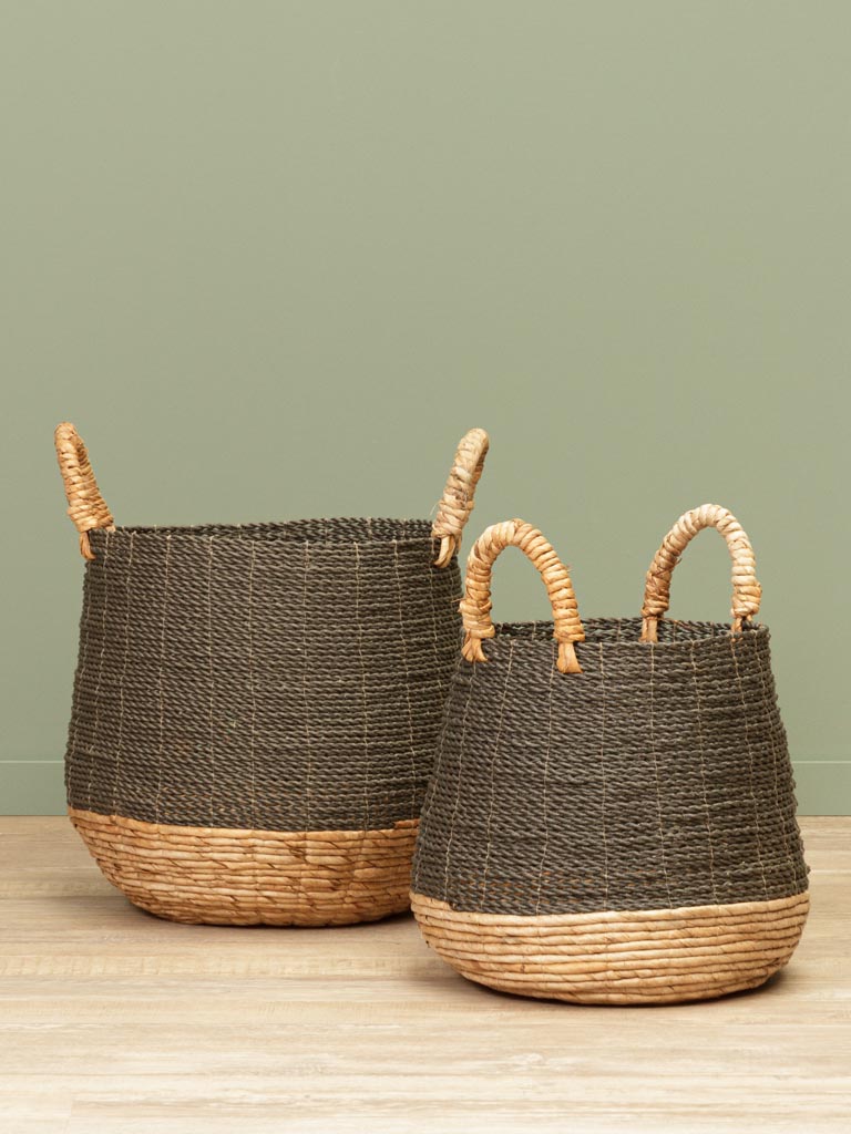 S/2 grey baskets in abaca hemp - 1