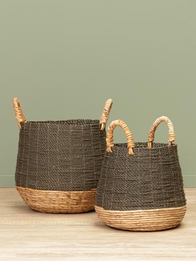 S/2 grey baskets in abaca hemp