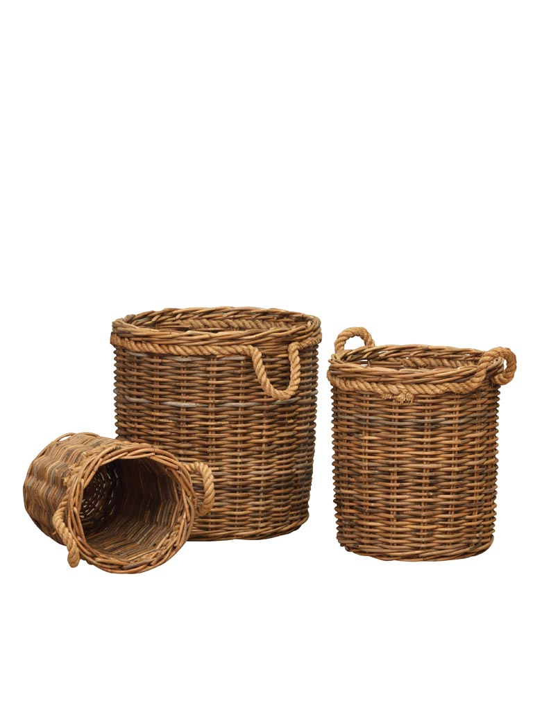 S/3 cylindrical ratan baskets - 2