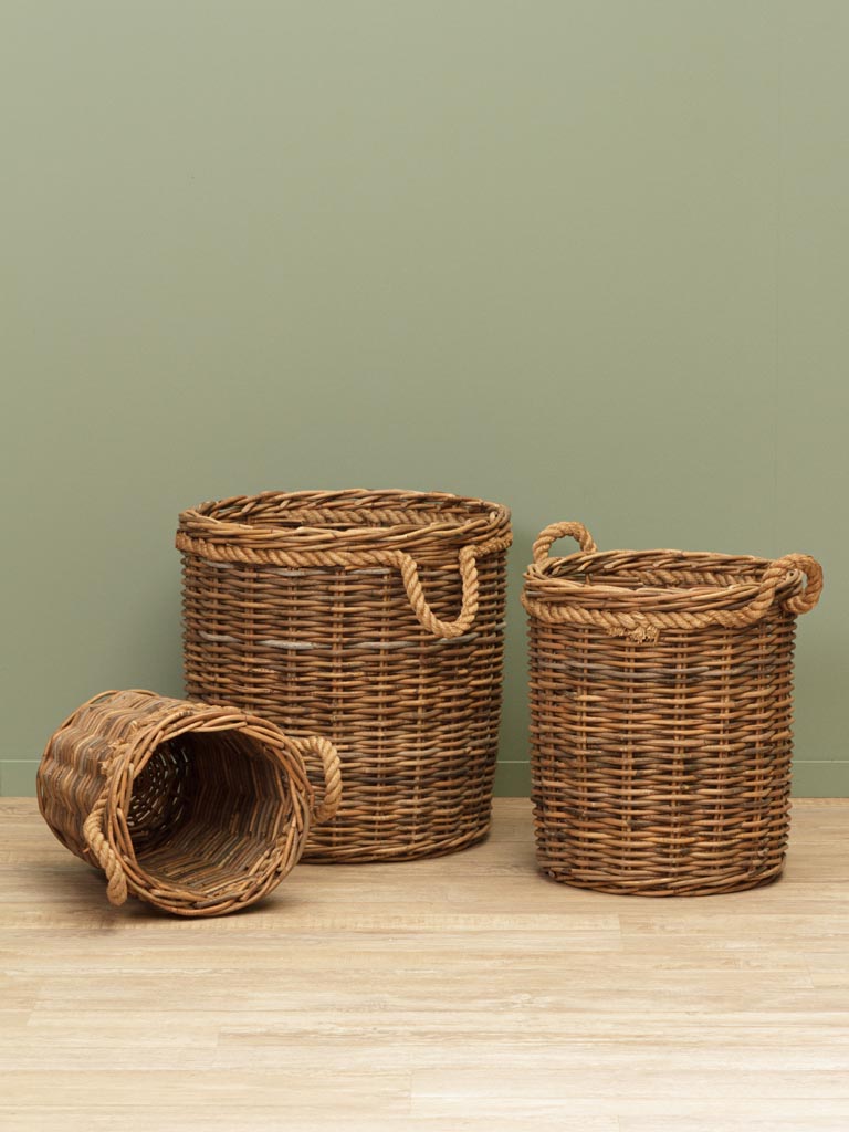 S/3 cylindrical ratan baskets - 1