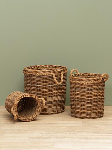 S/3 cylindrical ratan baskets
