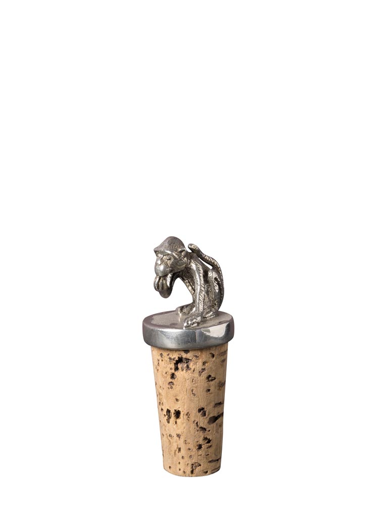 Cork stopper with pewter monkey - 2