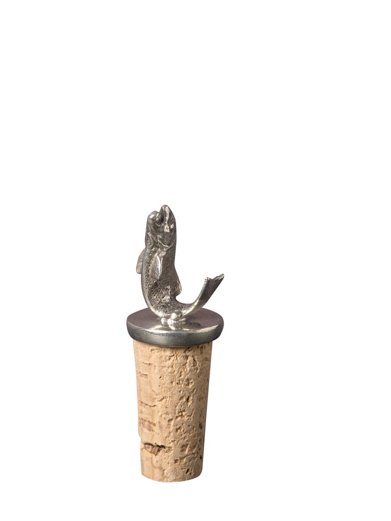 Cork stopper with pewter fish - 2