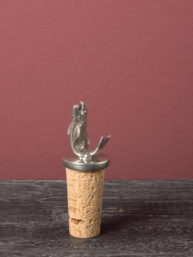 Cork stopper with pewter fish