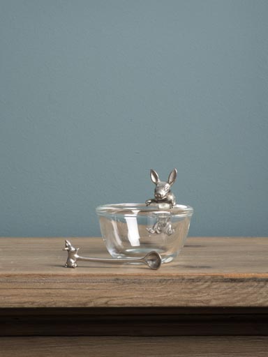 Small jam pot with pig spoon