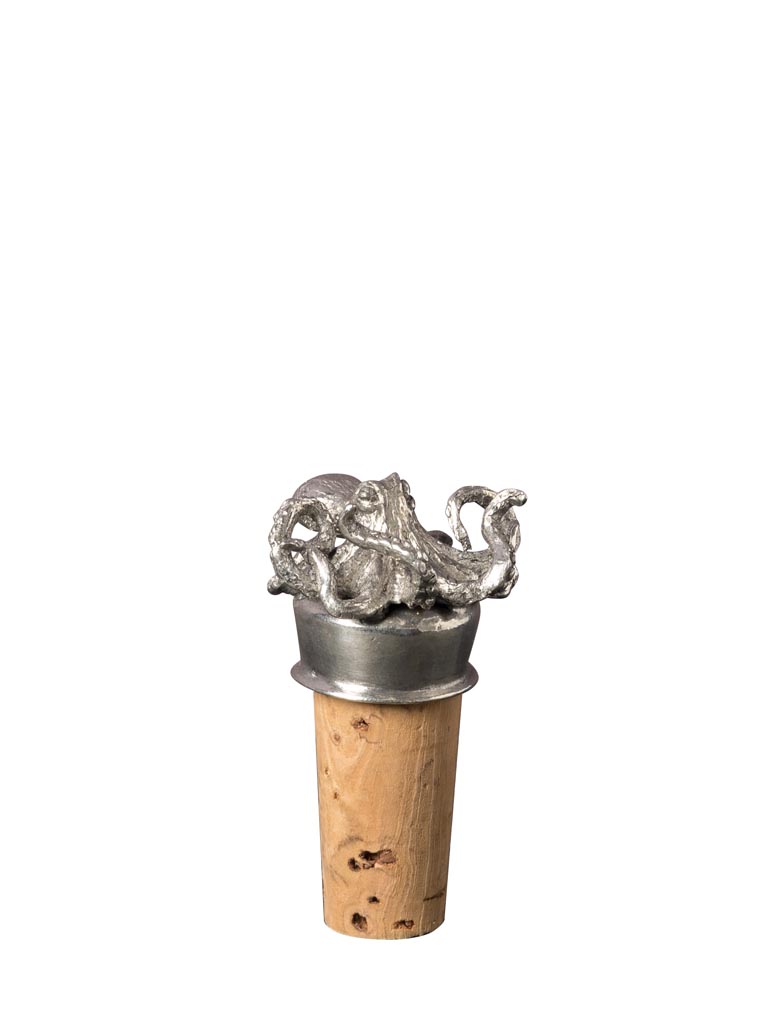 Cork stopper with pewter octopus - 2