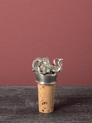 Cork stopper with pewter octopus