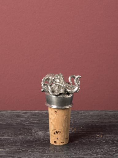 Cork stopper with pewter octopus