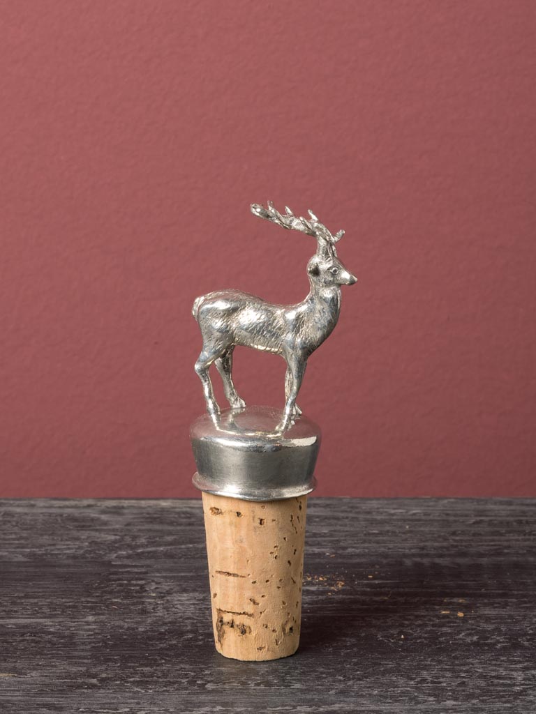 Cork stopper with pewter deer - 1