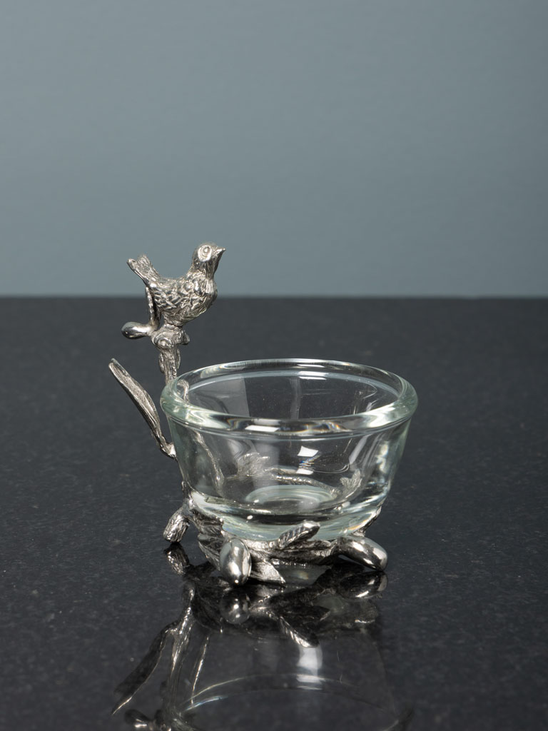 Tiny glass cup with bird - 1