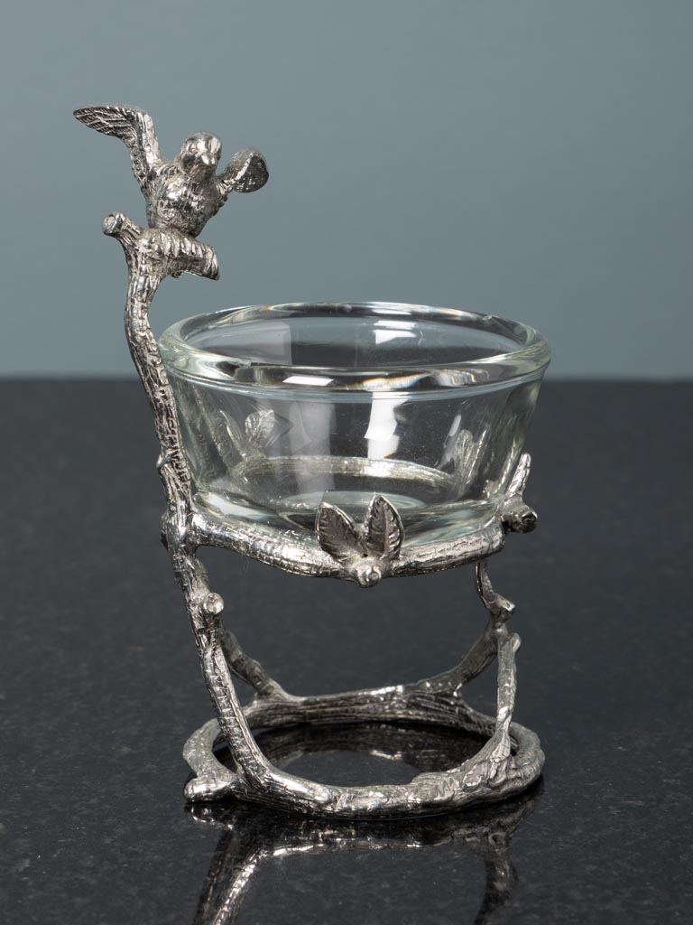 Petite coupelle en verre et oiseau sur branche - 3