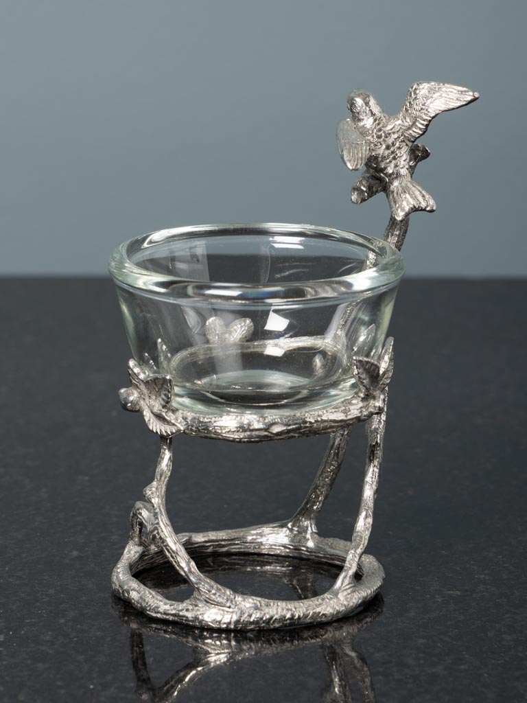 Petite coupelle en verre et oiseau sur branche - 5