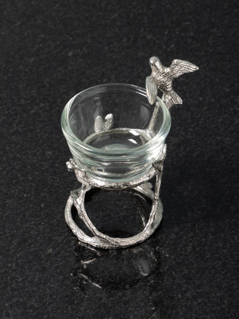 Petite coupelle en verre et oiseau sur branche - 4