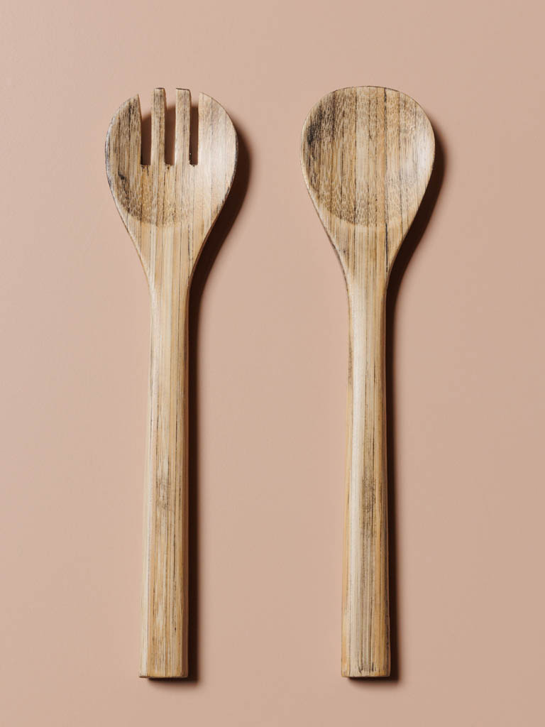 S/2 salad servers darker Bamboo - 1