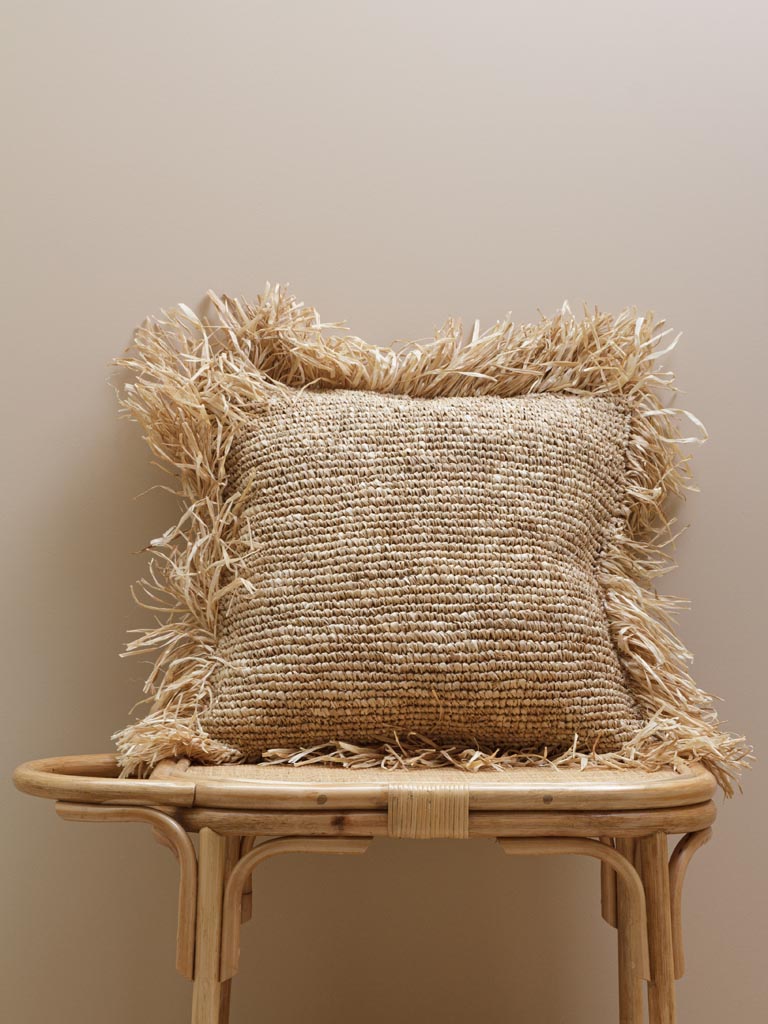 Beige raffia cushion 50x50* (Lampkap inbegrepen) - 1