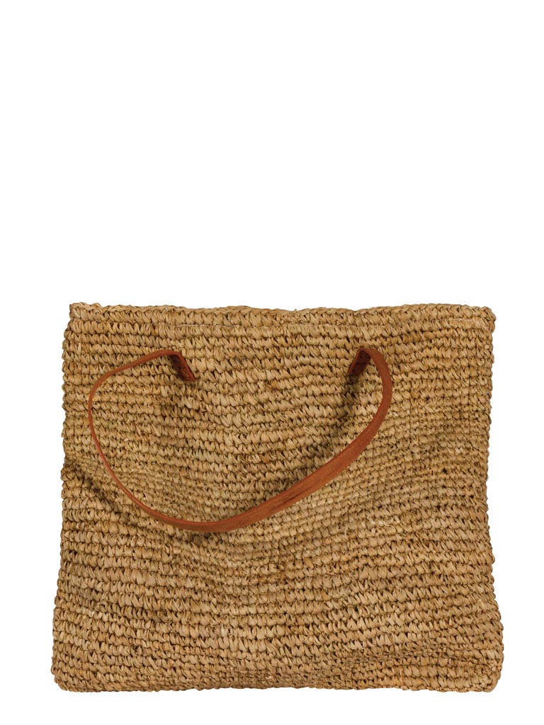 Beige bag in raffia with leather handles - 2