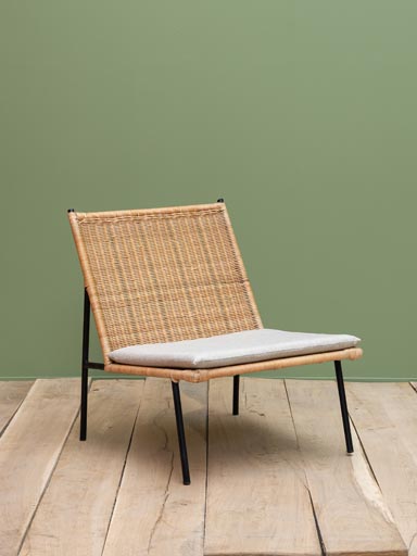 Rattan lounge chair with cushion Kalani