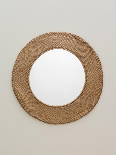 Miroir rond raffia