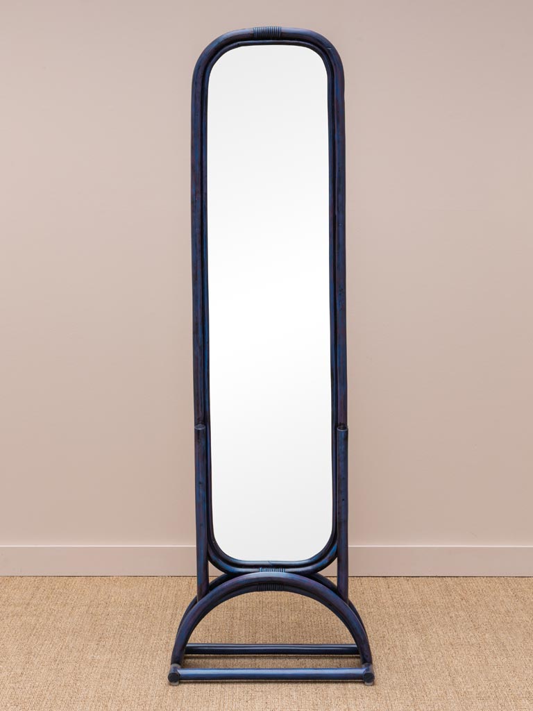 Miroir sur pied rotin bleu Pigmento - 1