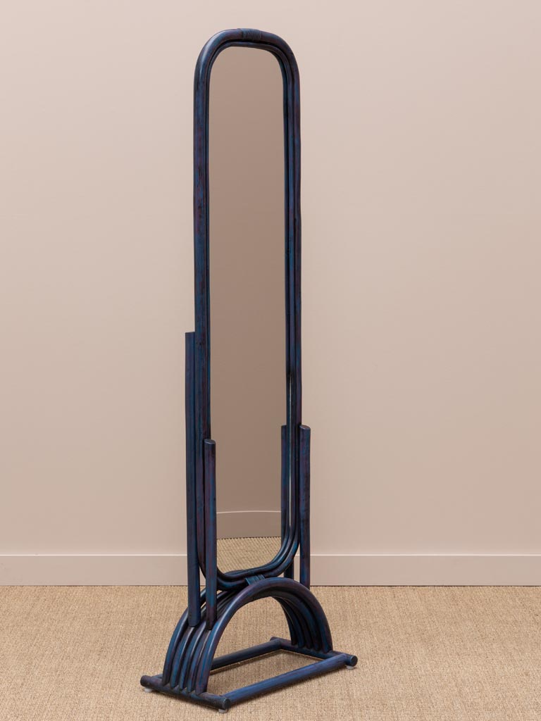 Miroir sur pied rotin bleu Pigmento - 3