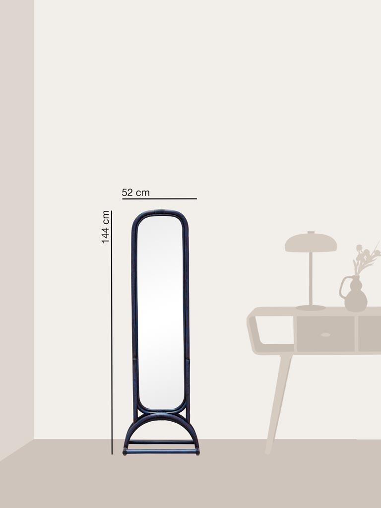 Miroir sur pied rotin bleu Pigmento - 4