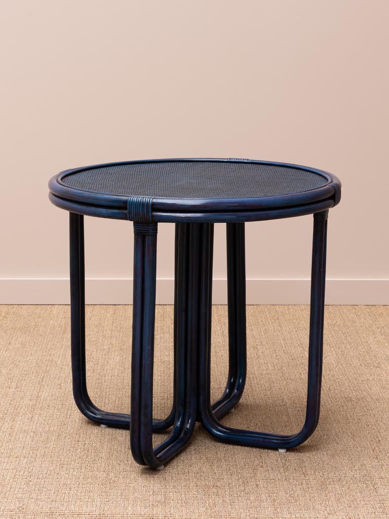 Petite table à dîner ronde bleue Pigmento - 5