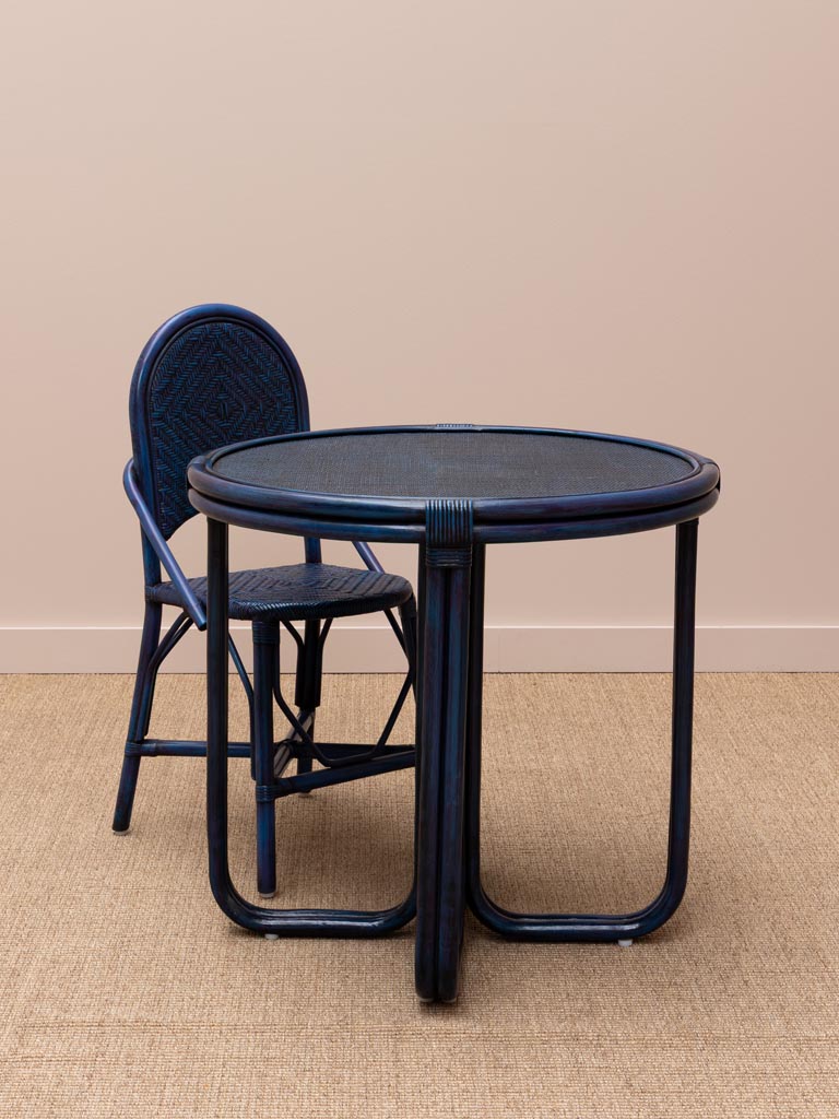 Petite table à dîner ronde bleue Pigmento - 4
