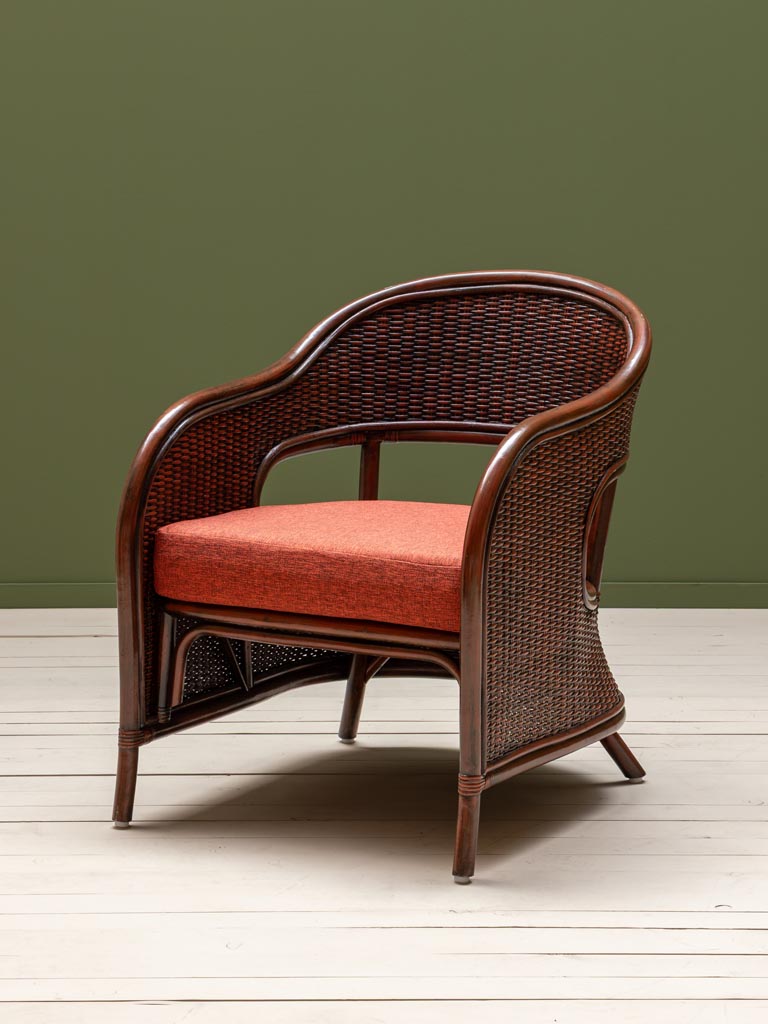 Dark orange armchair with cushion Pigmento - 1