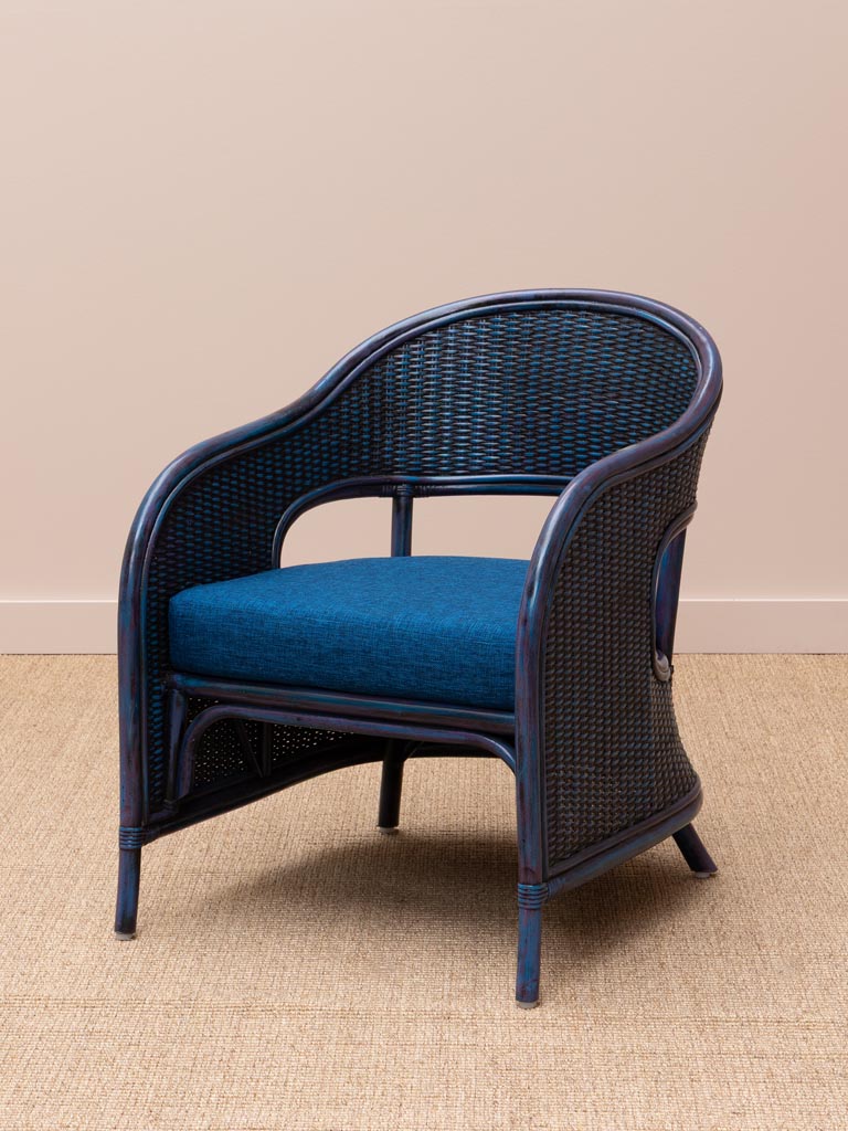 Blue armchair with cushion Pigmento - 1