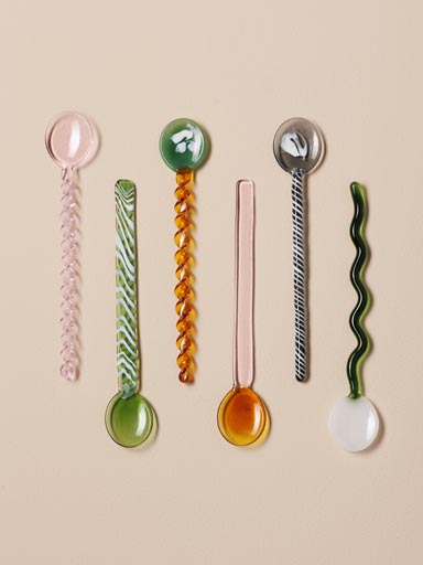 S/6 colored glass spoons