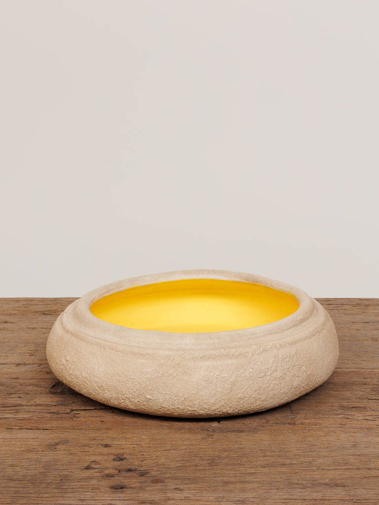 Pot céramique intérieur jaune - 1