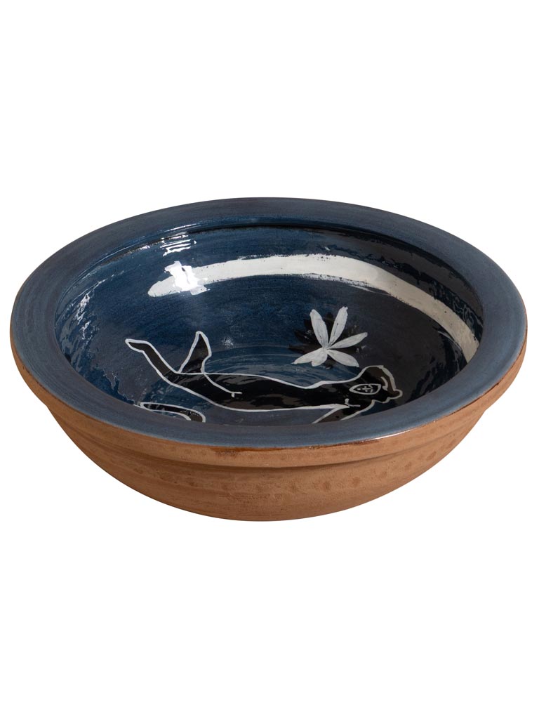 Dark blue handpainted terracotta bowl Bliss - 2