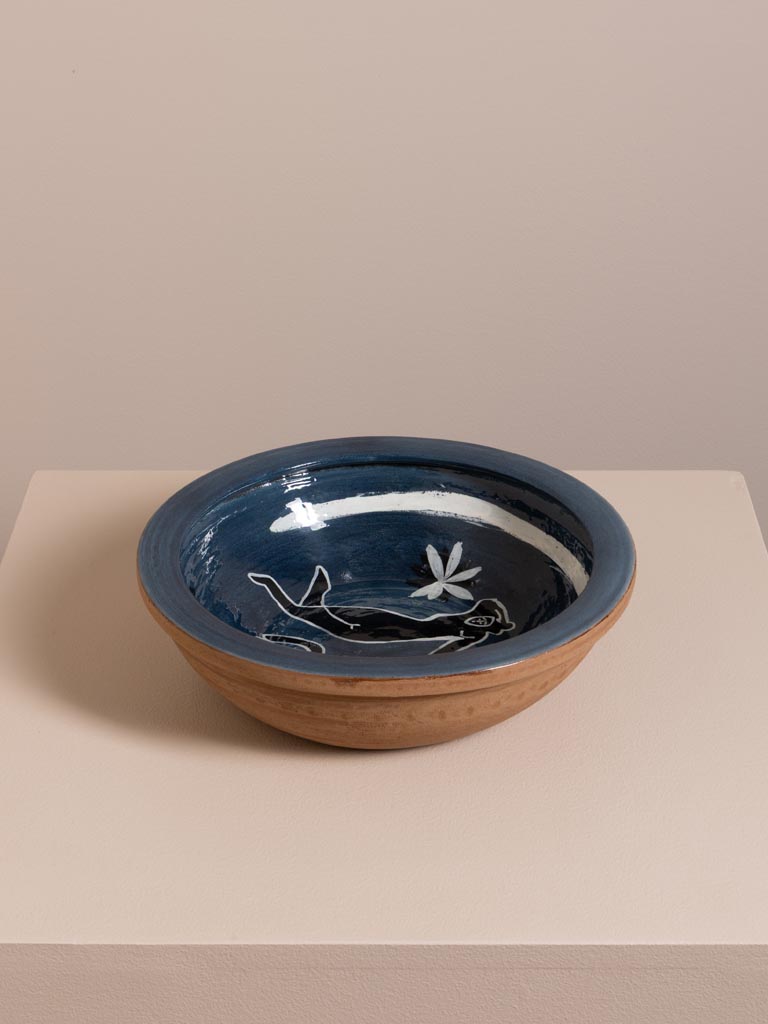 Dark blue handpainted terracotta bowl Bliss - 1