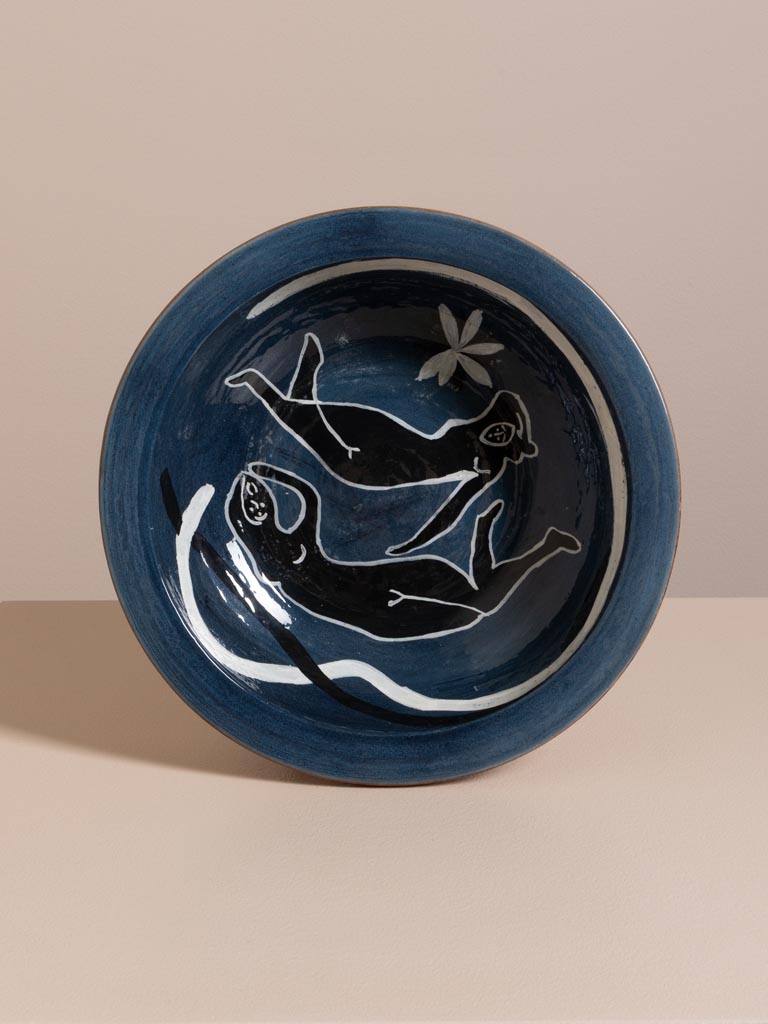 Dark blue handpainted terracotta bowl Bliss - 3