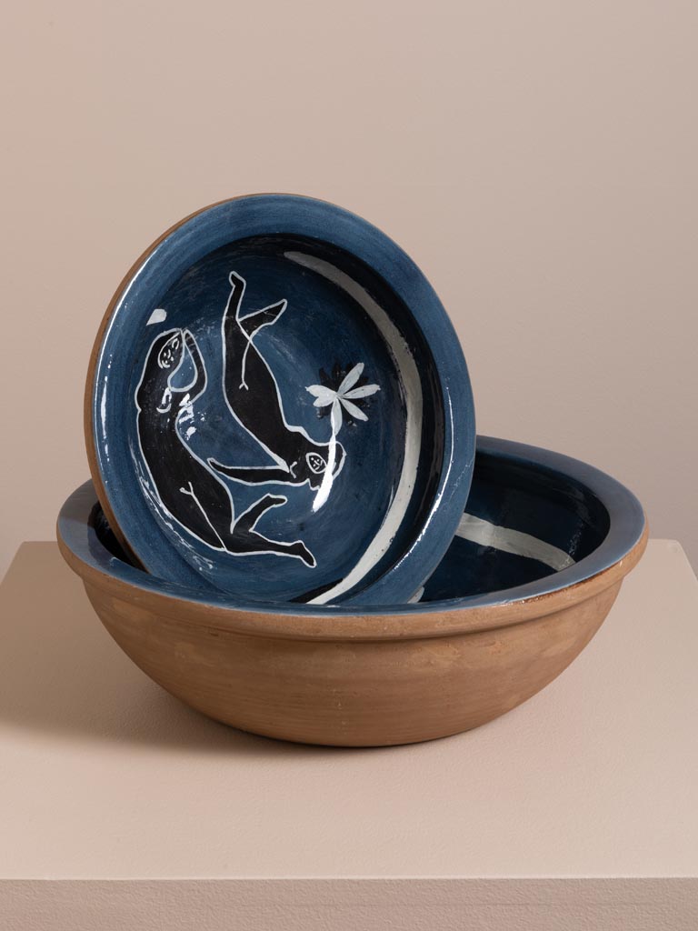 Dark blue handpainted terracotta bowl Bliss - 4
