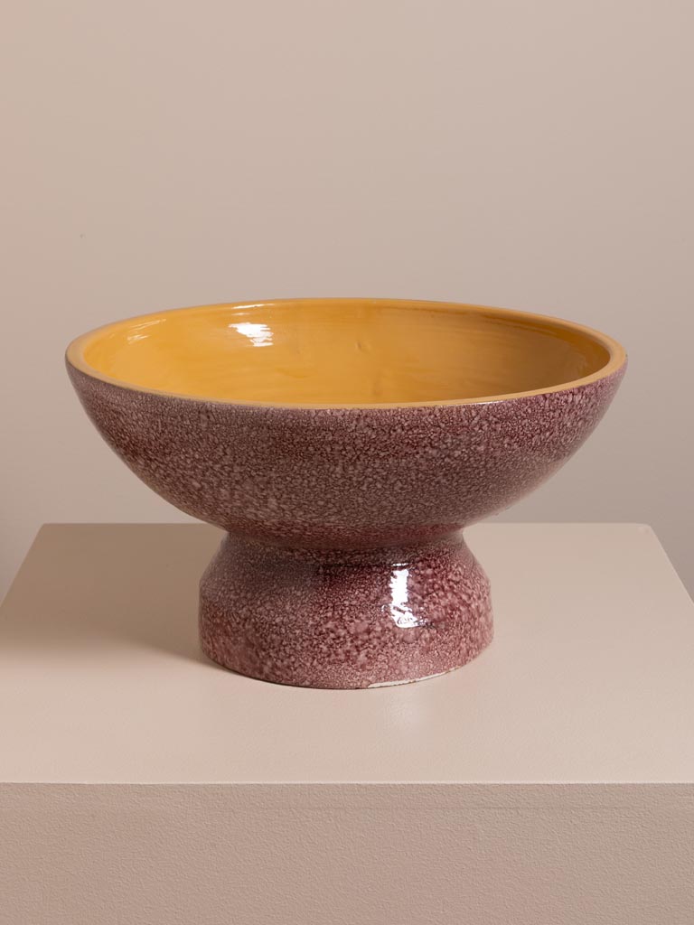 Flat burgundy bowl mustard inside - 1