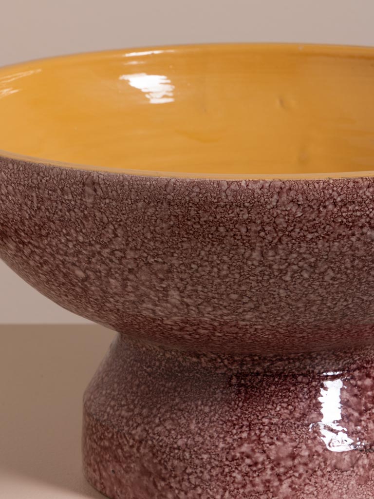 Flat burgundy bowl mustard inside - 3