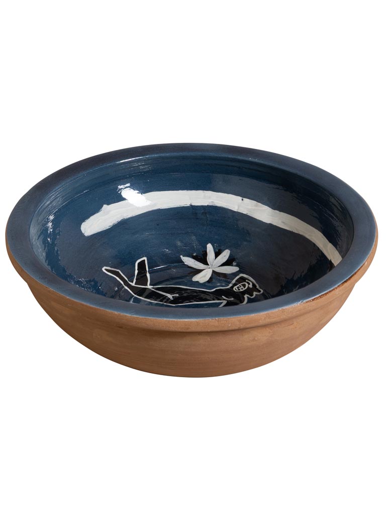 Large dark blue handpainted terracotta bowl Bliss - 2