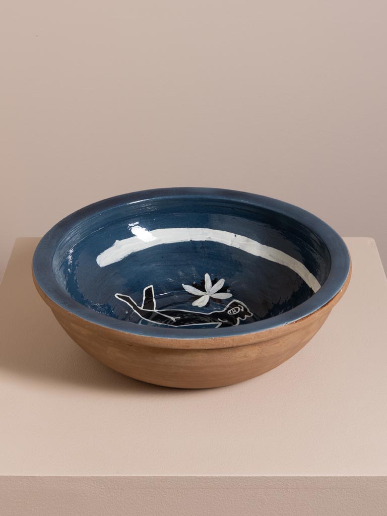 Large dark blue handpainted terracotta bowl Bliss - 1