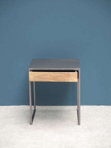 Iron bedside table & wooden drawer