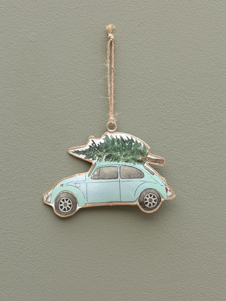 Hanging light blue car with tree - 1