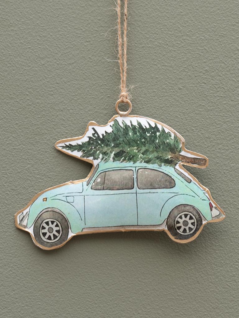 Hanging light blue car with tree - 3