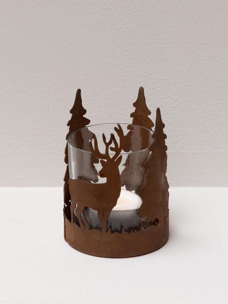 Rust forest with deer tealight holder - 1