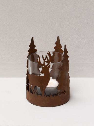 Rust forest with deer tealight holder