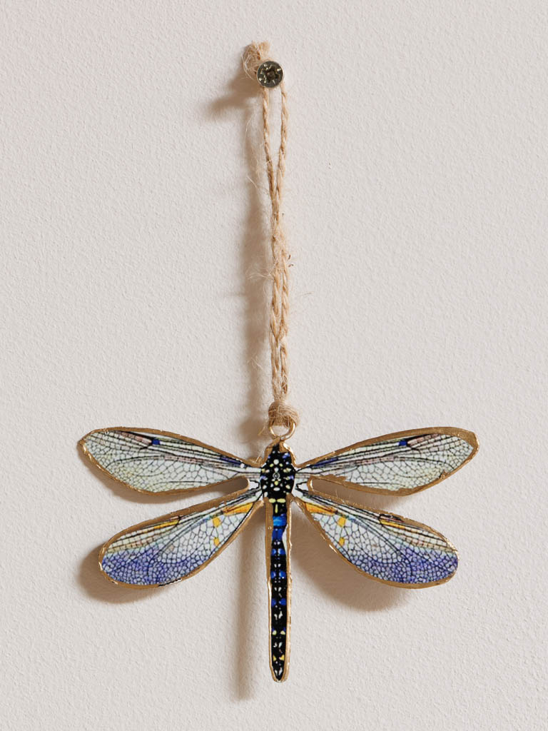 Hanging dark blue dragonfly - 1