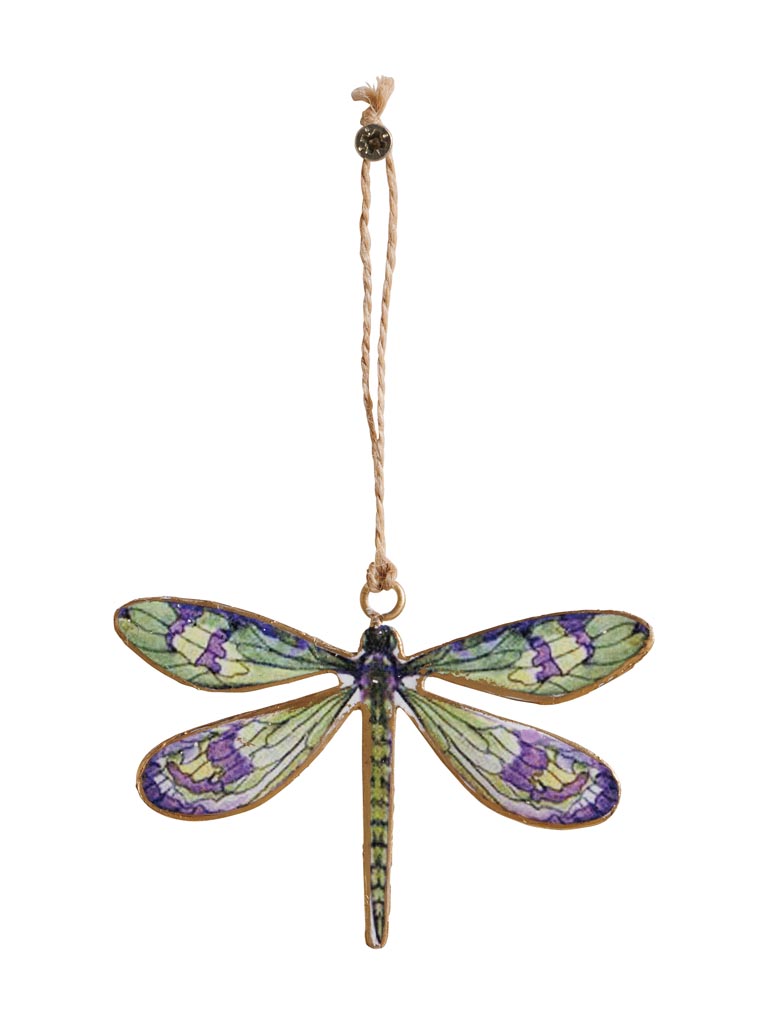 Hanging green and purple dragonfly - 2