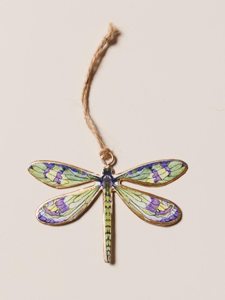 Hanging green and purple dragonfly - 4