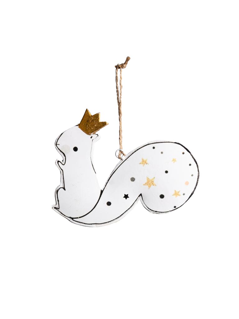 Hanging white squirrel with crown - 2