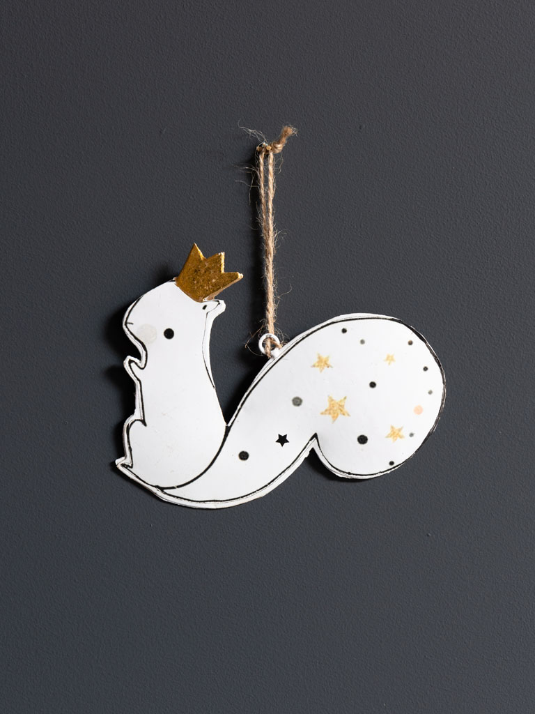 Hanging white squirrel with crown - 1