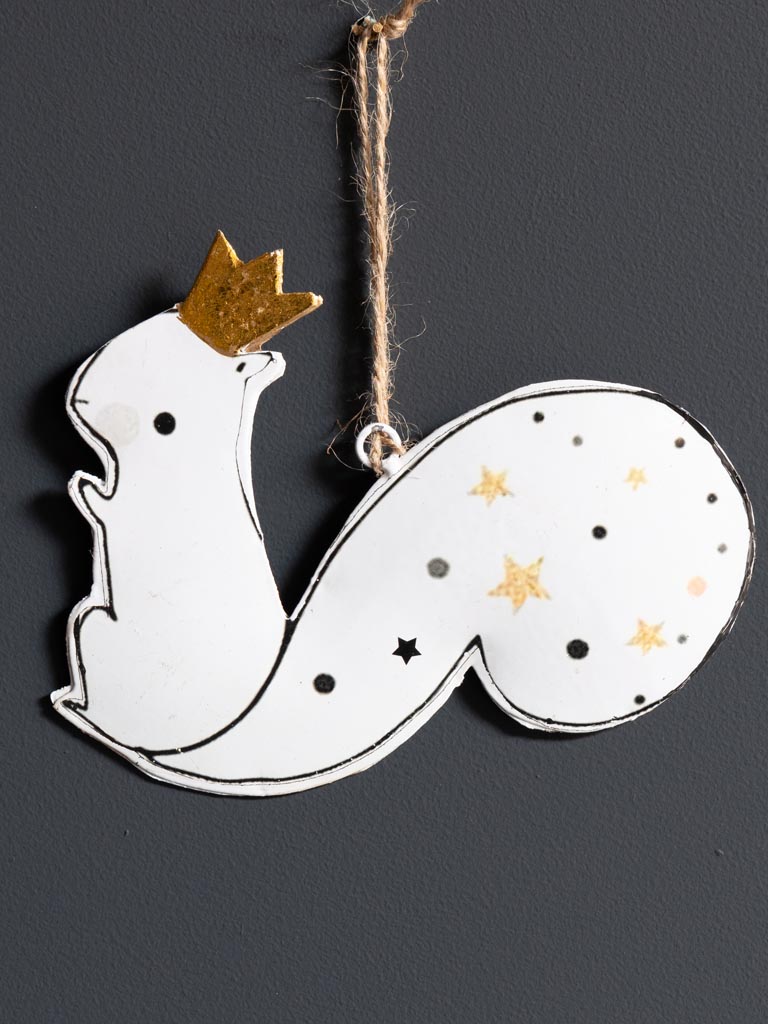 Hanging white squirrel with crown - 3